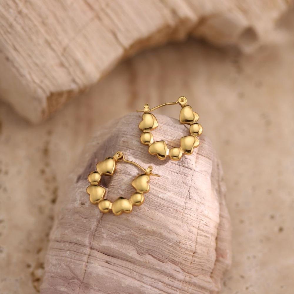 Geometric Irregular Hammered Stainless Steel Stud Earrings for Women Fashion Jewelry