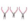 3Pcs Pink Jewelry Pliers Round Needle Diagonal Nose Carbon Steel Sturdy Durable Pliers Set for Crafts DIY