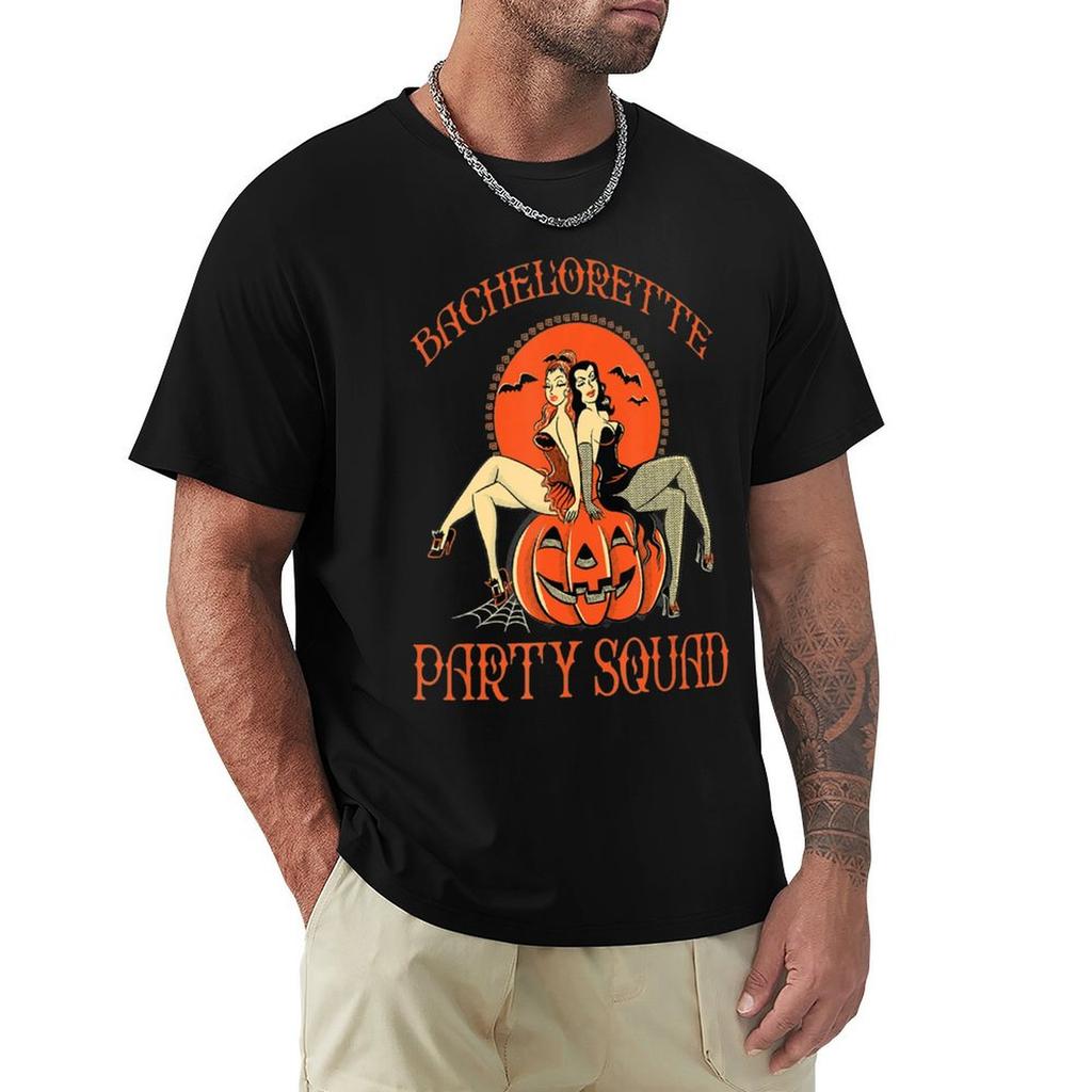 Halloween Bachelorette Party Squad Sexy Witch . T-Shirt Aesthetic Clothing Sweat Graphics T-shirts for Men Cotton