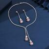 3PC Women's Fashion Zircon Series Pink Flower Necklace Earrings Zircon Set Suitable for Wedding, Party, Festival Gifts-8582