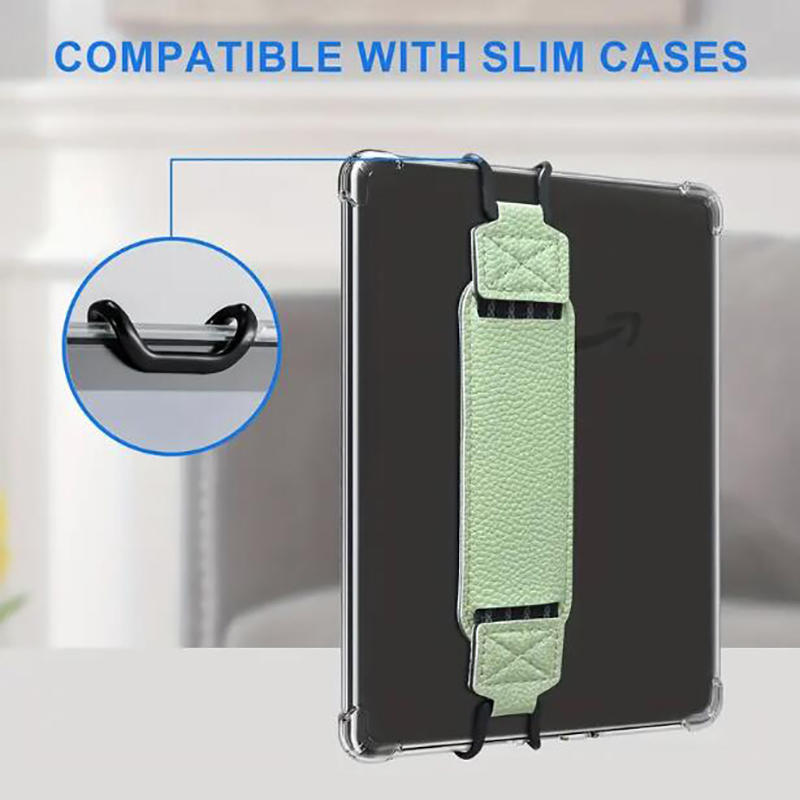 6-7 Inch Tablet Hand Strap Anti-Slip PU Leather Grip Handle with Adjustable Finger Loop for Secure One-Handed Use