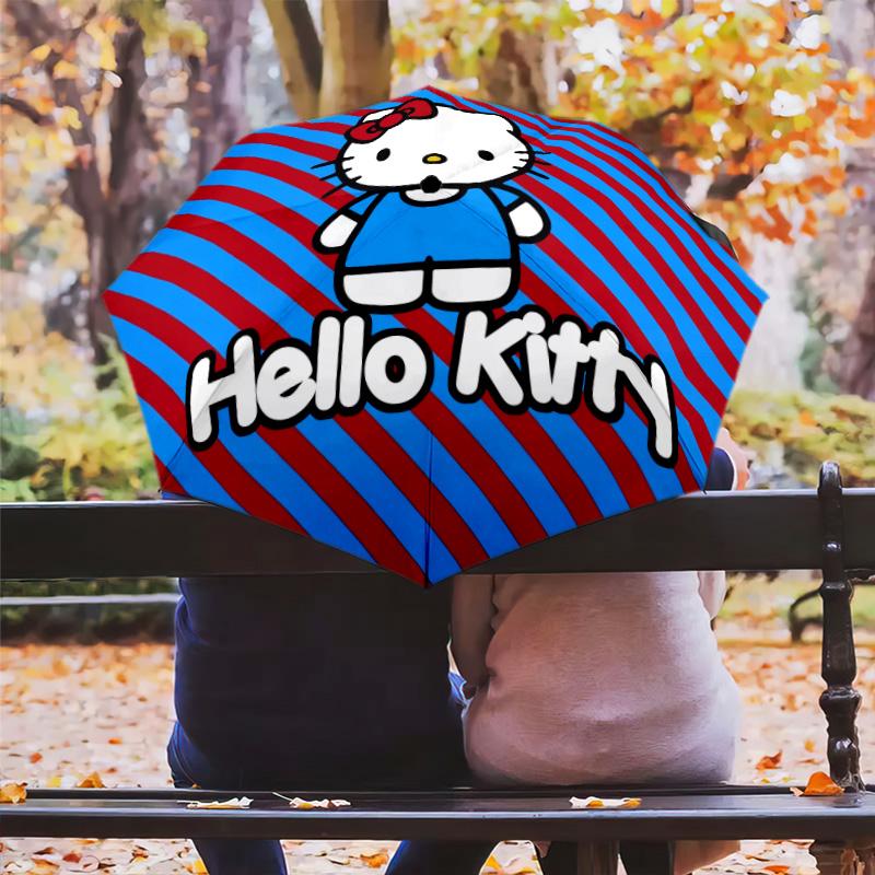 Hello Kitty  pattern, automatic folding umbrella, portable and foldable design, 8 ribs, a Christmas or birthday gift.