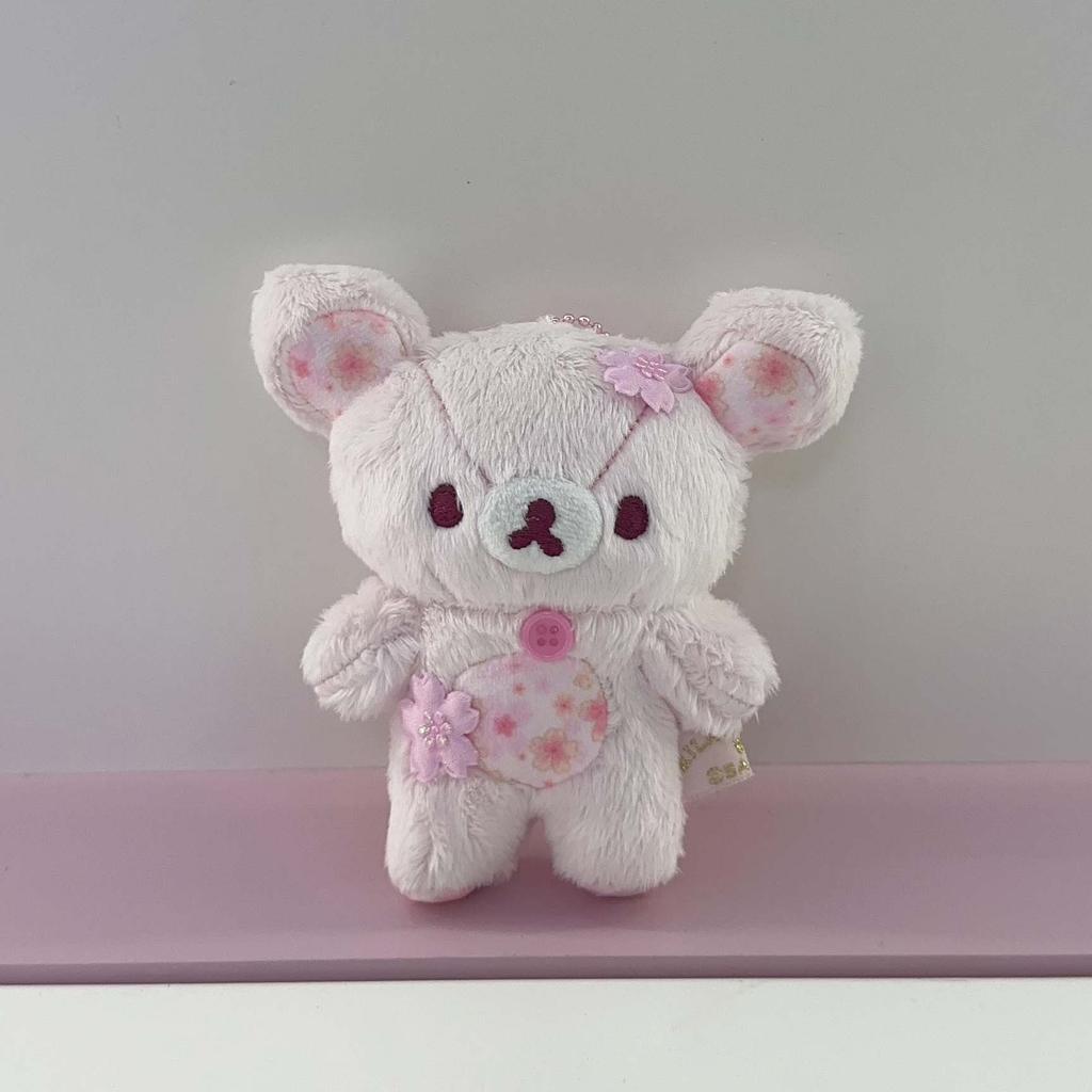 Kawaii Cartone Animato Fiore di Ciliegio Rosa Rilakkuma Peluche Portachiavi 10° Anniversario Ciondolo per Zaino Bambola Morbida Ripiena Regalo per Amico