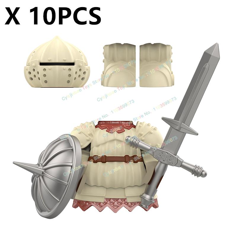 DXMH110 DXMH111 Medieval beige Knights Accessories Shields Sword Armour Building Blocks Action Figures Toys for Kids Gifts