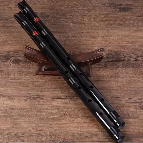 

Jinchuan Shakuhachi Japanese Instrument for Beginners, 1 Shaku 8 Sun (4.5 ft.) Made of Madake and Katsura Bamboo, for Practice, Solid Black Wood (Blac