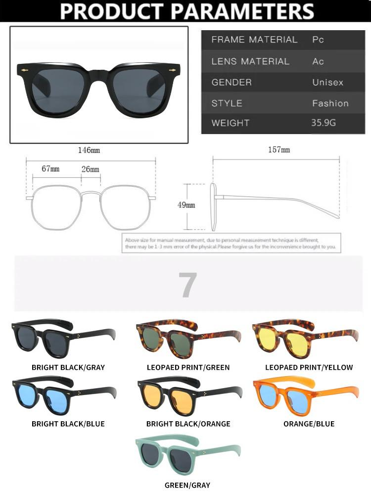 Vintage Square Sunglasses Men Women Fashion Brand Sunshade Glasses Oversized Rivets Rectangle Glasses Driving Eyewear Uv400