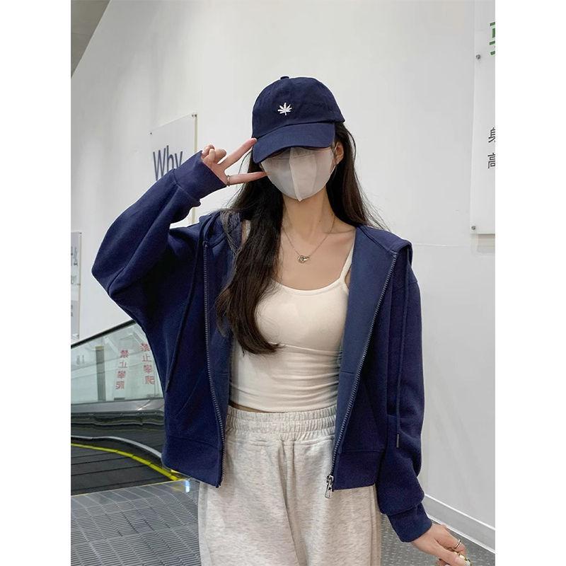 Women's Hooded Zip-Up Sweatshirt Jacket - Autumn/Winter Trendy Petite Cardigan