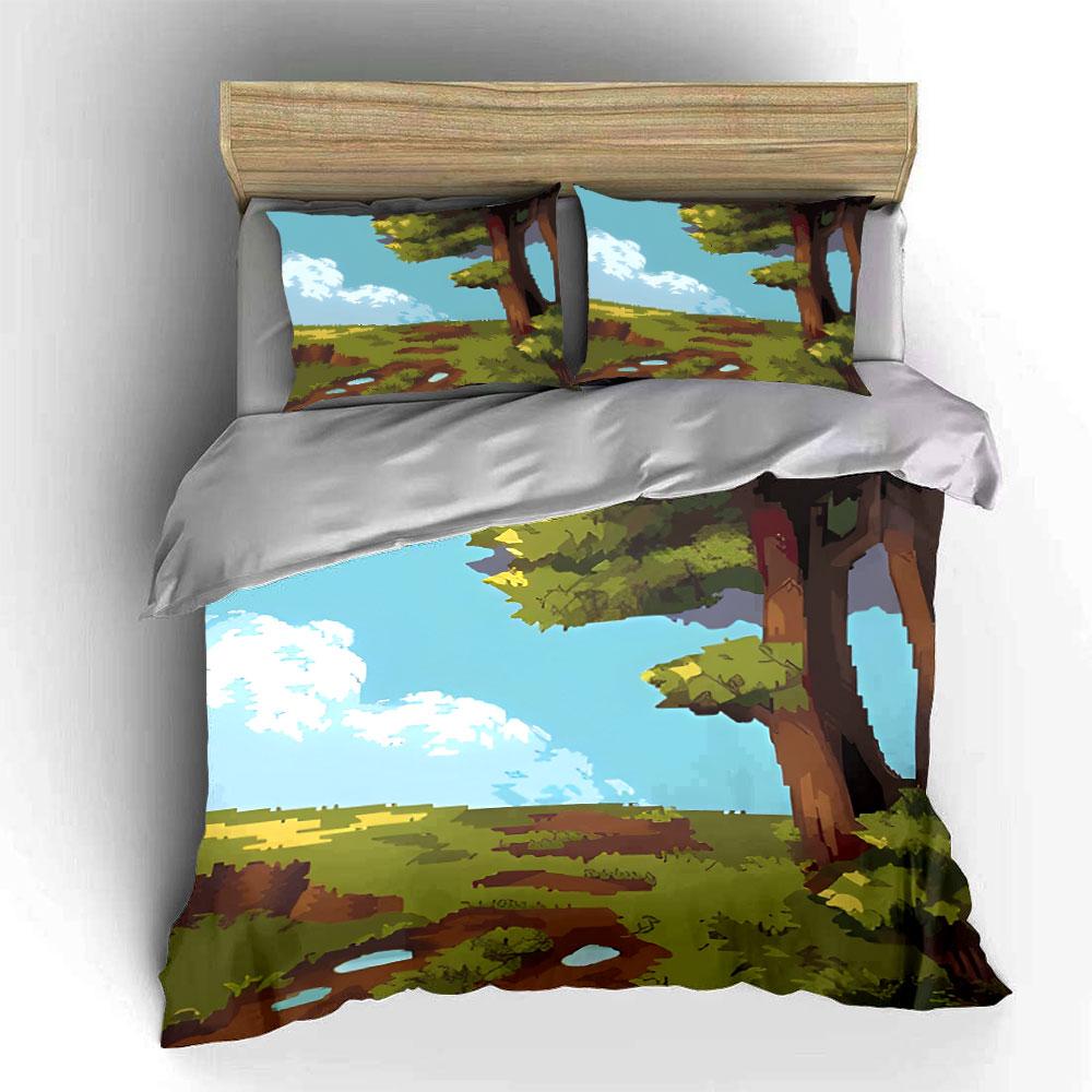 Whimsical Pixel Forest Enchantment. Bedding Sets Duvet Covers Pillowcases(1* Duvet Cover 2* Pillowcases Without Duvet Insert)