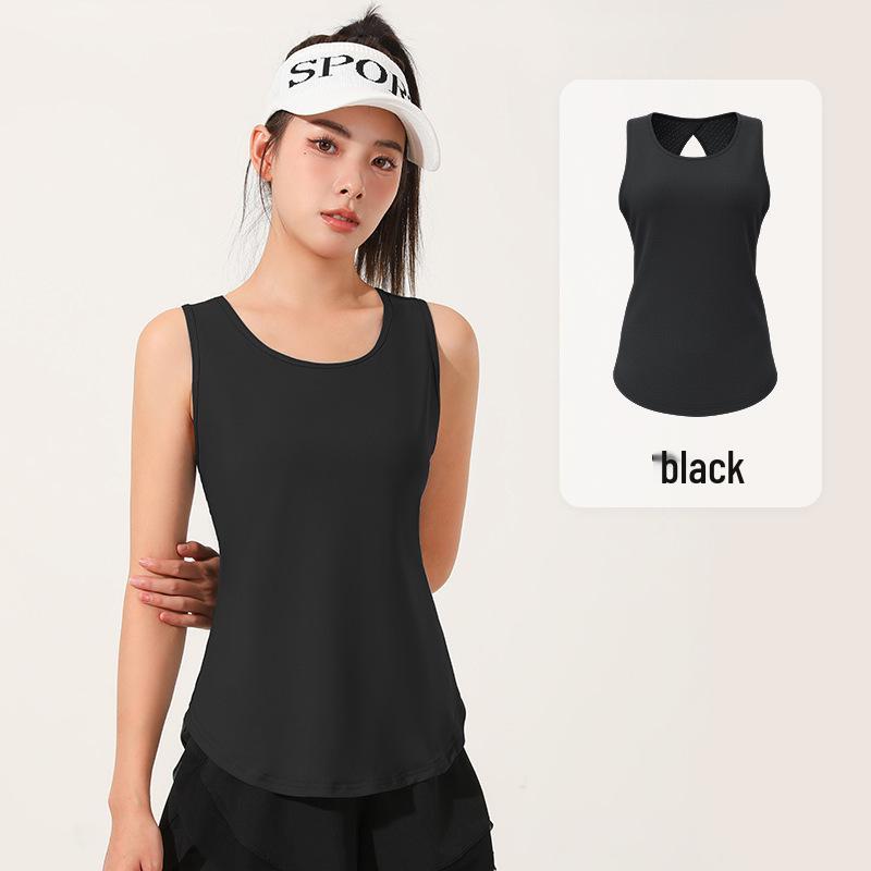 

Быстросохнущий дышащий жилет для йоги со стильным сетчатым дизайном - варианты без рукавов и с короткими рукавами M чёрный