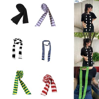 Bufanda Cool Lady Goth Harajuku Y2k Girl Rayas Bufandas Largas de Punto Moda Tela Unisex Calle Casual Pañuelo de Cuello
