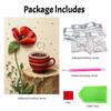 Elegant Framed Pearl Art DIY Set with Poppy Coffee Cup 5D Sparkling Bead Canvas Painting Ready to Display Romantic Home Decor Art Gift
