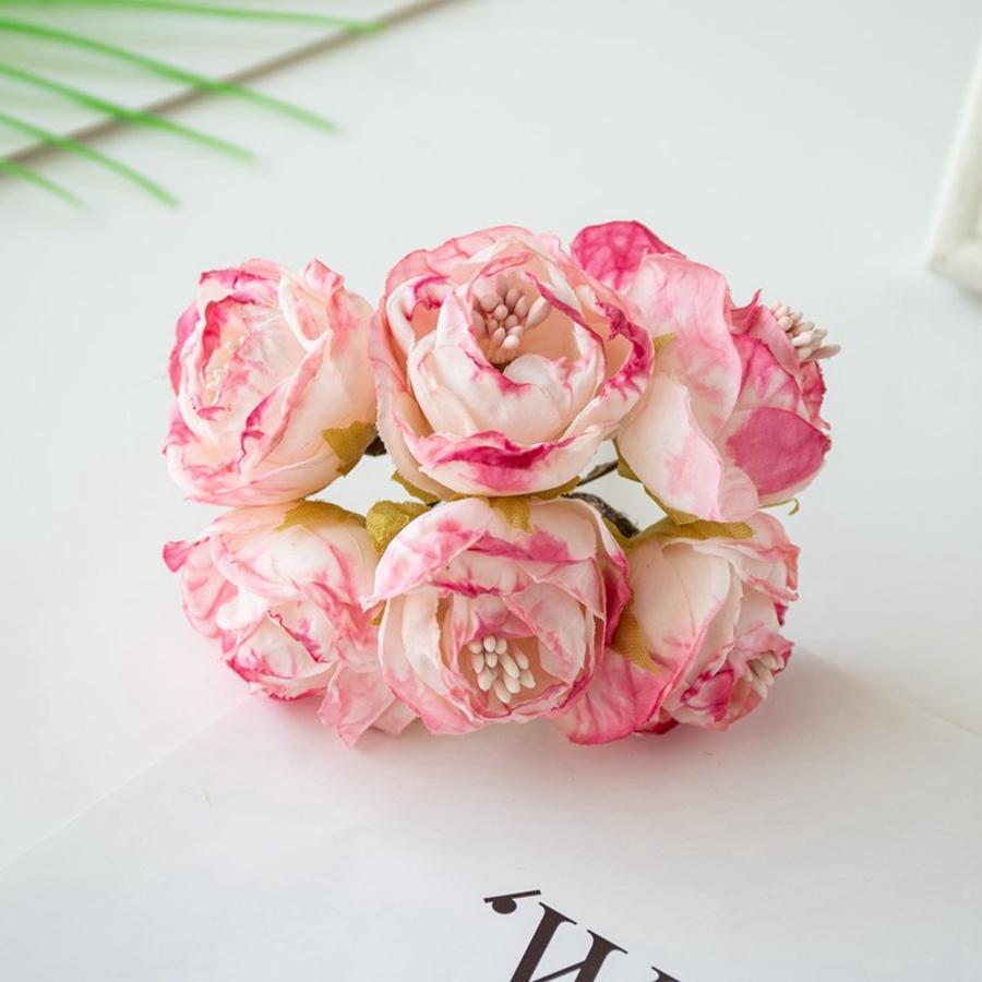 6 Stück Künstliche Blumen Seide Staubblatt Rose Für Hochzeit Brautstrauß Deko Zuhause Wohnzimmer Bonsai DIY Weihnachts-Kranz Zubehör