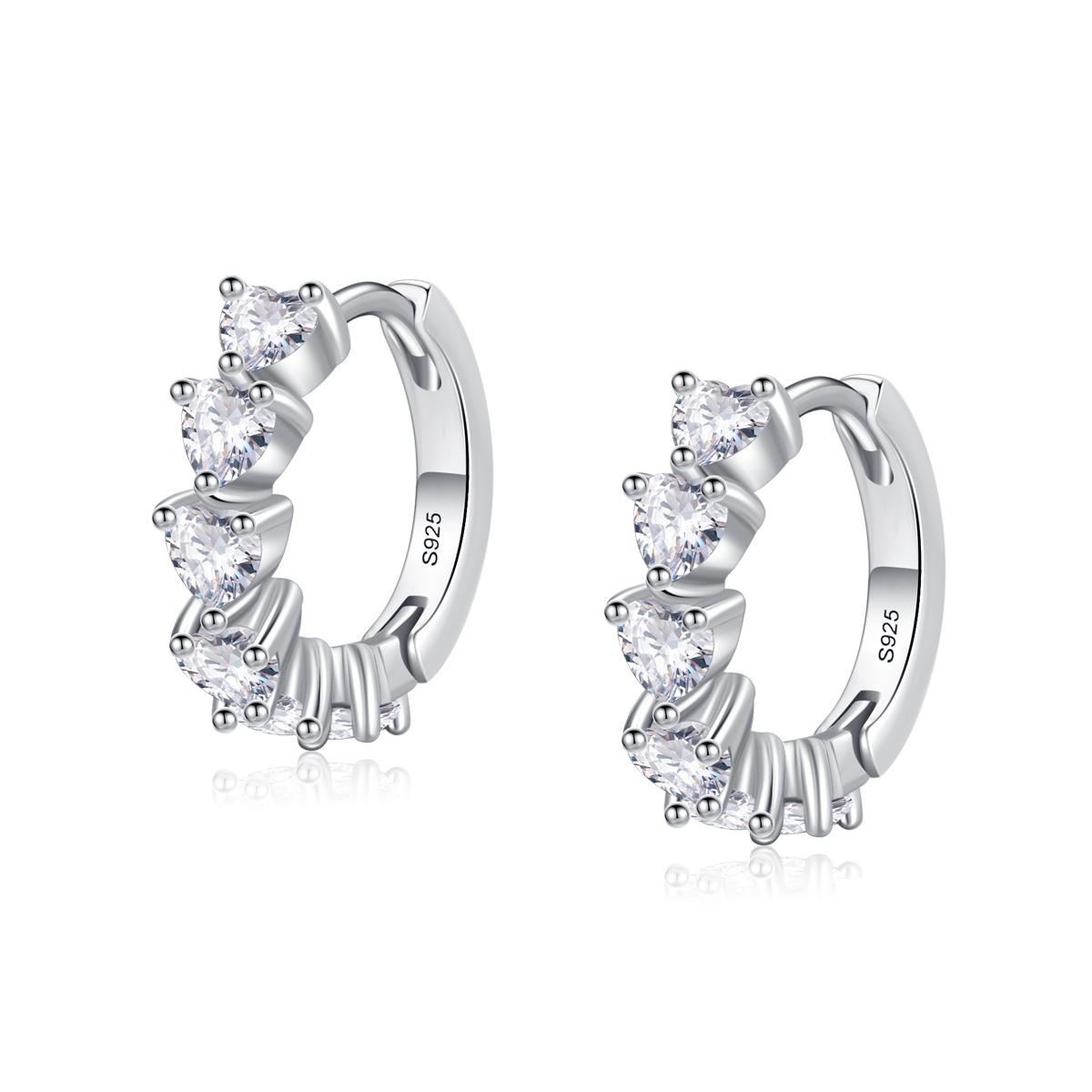 Ailmay 925 Sterling Silver Elegant Heart Sparkling Zircon Exquisite Hoop Earrings for Women Engagement Anniversary Jewelry Gift серебряный