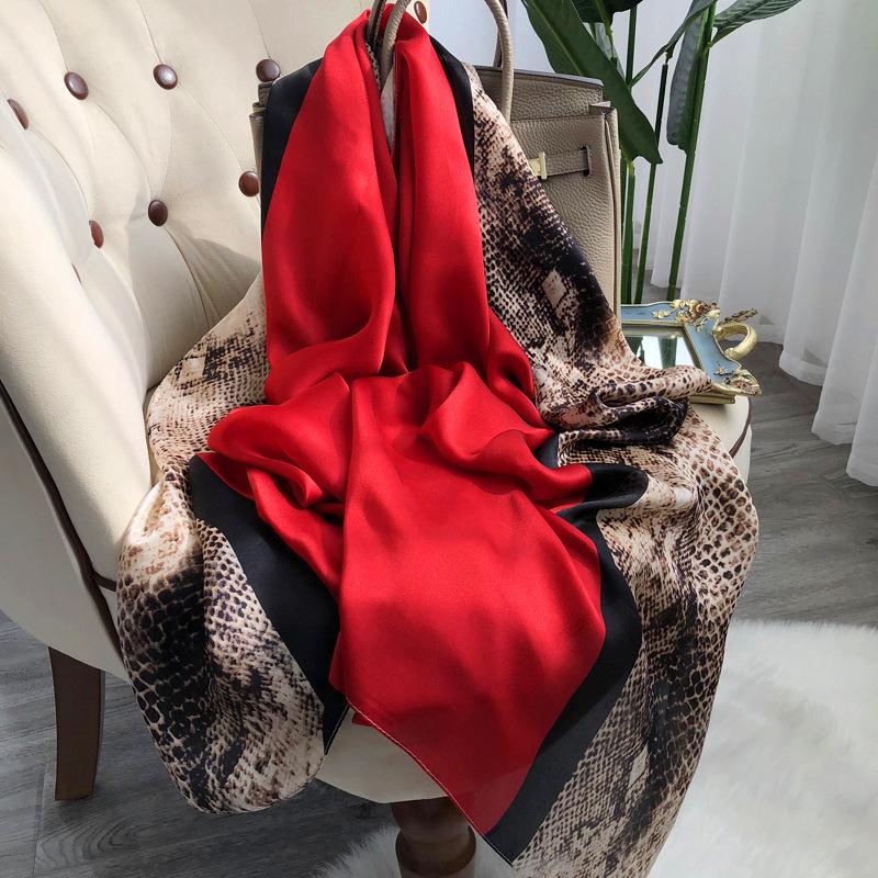 Silk Scarf Women'S Versatile Light Luxury Calla Lily Long Mulberry Silk Scarf Anti-Sun Shawl