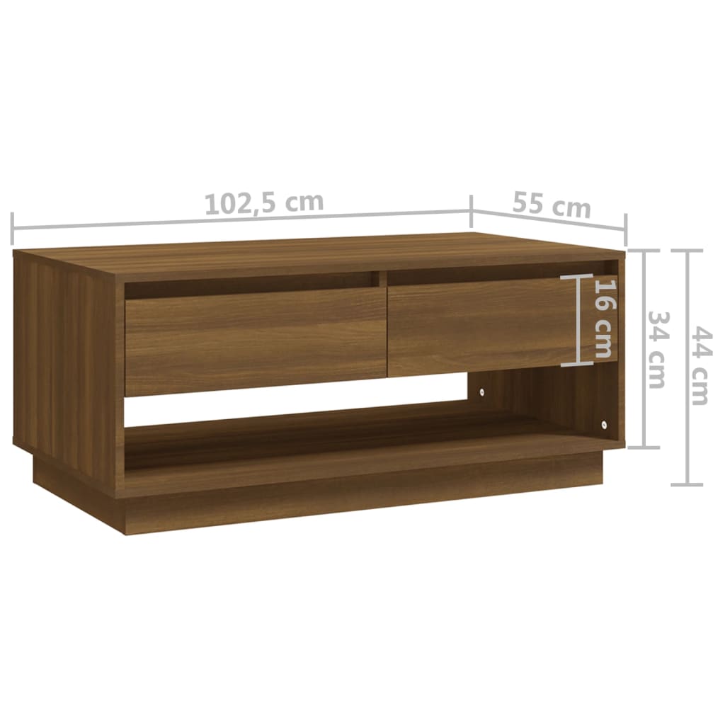 Coffee Tables Coffee Table Brown Oak 102.5X55x44 Cm Engineered Wood