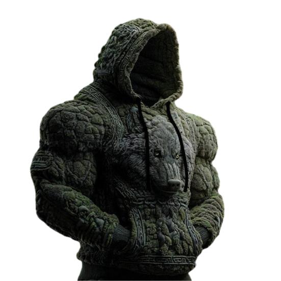 Чоловічий светр-худі з капюшоном на шнурку, з довгим рукавом, 3D цифровий принт, вуличний стиль, повсякденний, для тренувань