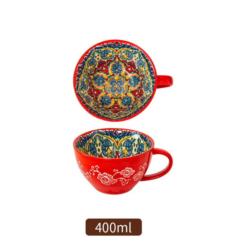 

Ретро Керамическая Чашка для Завтрака Кружка Высокий Уровень Внешнего Вида Большая Вместимость Чашка для Молока и Овсянки Подогрев в Микроволновой Печи Кофейная Чашка