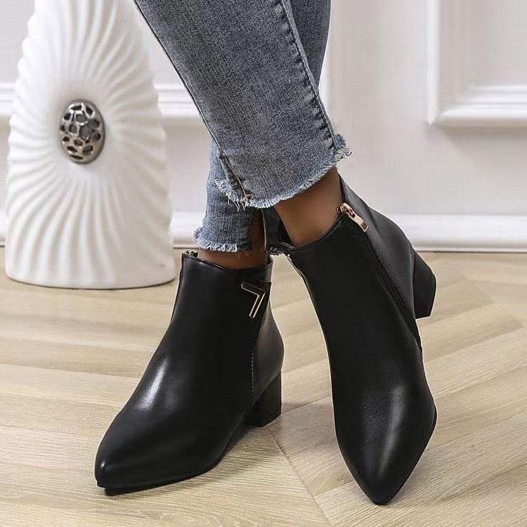 Martin Single Boots Versatile Fashion Short Boots Women's 2025 Autumn and Winter New Retro Casual Comfortable Pointed Women's Short Boots