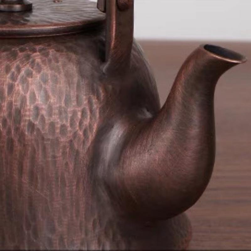 Vintage Měděná Konvička na Kávu, Vzor Pleteniny s Texturou Stromu, Přenosná, Pro Vaření, 350ml Varná Konvice na Vodu, Čajové Nádobí, Ručně Vyráběná Čajová Konvička, Nápojové Nádobí