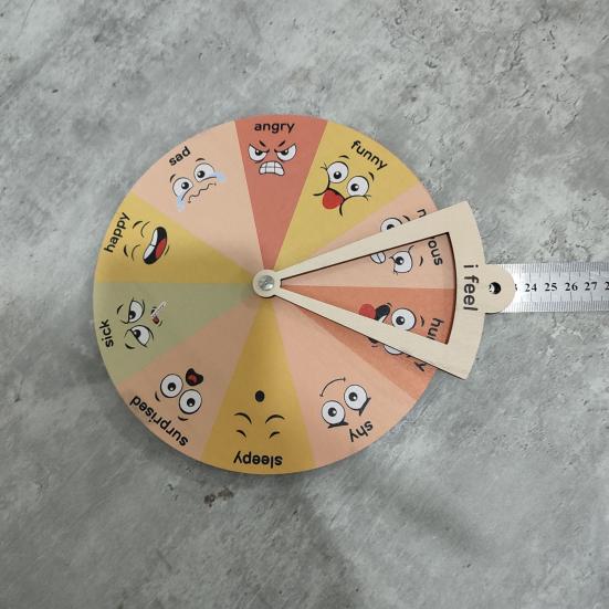 Wooden Feelings Wheel Emotion Regulation Kids Toy Social Emotional Learning Spinner Desktop Decoration Toddlers