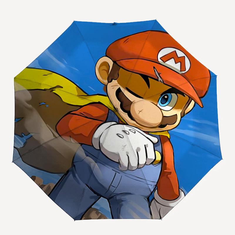 1pc Mario Automatic Folding Umbrella, Automatic Folding Umbrella with 8 Ribs, Convenient for Outdoor Use  021