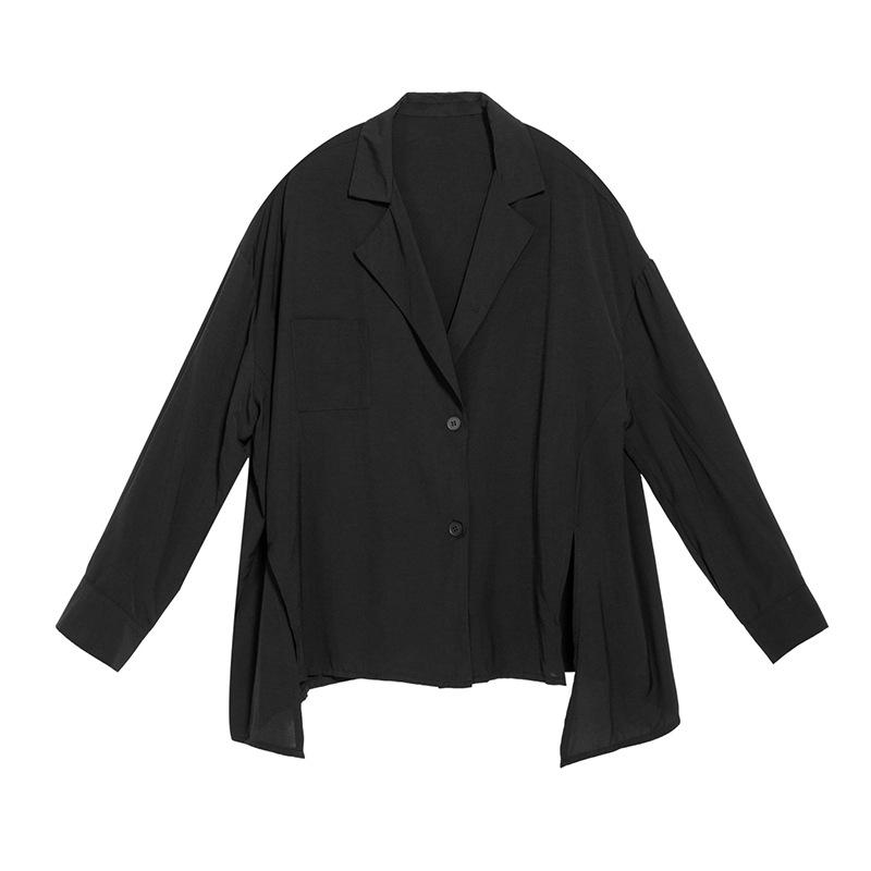 DIMANAF 2025 Women New Plus Size Loose Blouse Casual Shirt Oversize Jacket Basic Tops Tees Solid Fashion Coat