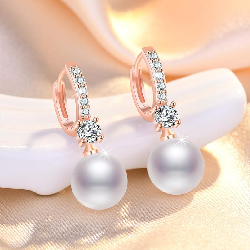 925 Sterling Silver Earrings stud Pearl For Women Exquisite Student Girlfriend Jewelry Accessories Wedding Fashion Gift