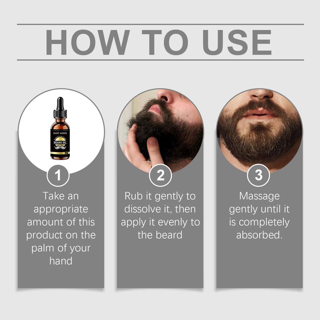 Fast-Acting Beard Oil — Promotes Fuller Beard Growth. Nourishing Formula Leaves Beard Hair Softer and Smoother. 30ml*2