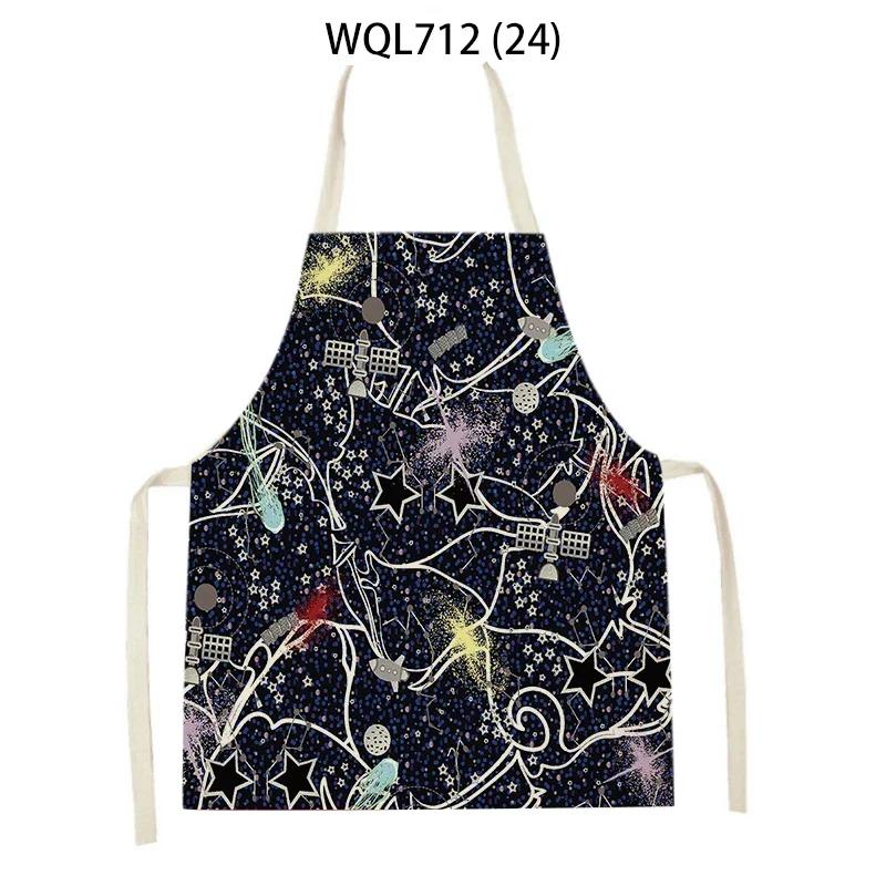 Rocket Planet Print Kitchen Apron for Women Creative Universe Style Baking Accessories Cooking Apron Household Cleaning Pinafore