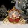 1pc Vintage Christmas Carousel Music Box with Snow Globe, Resin and Acrylic, Festive Holiday Decoration, Battery Operated 3 AA Not Included