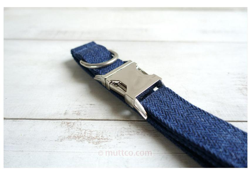 MUTTCO Dog Collar & Leash Set with Deep Blue Bow - UDC-140