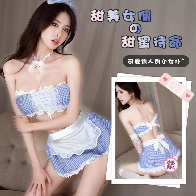 Sexy lingerie uniform seduction lace cosplay soft girl tube top Japanese maid plus size suit