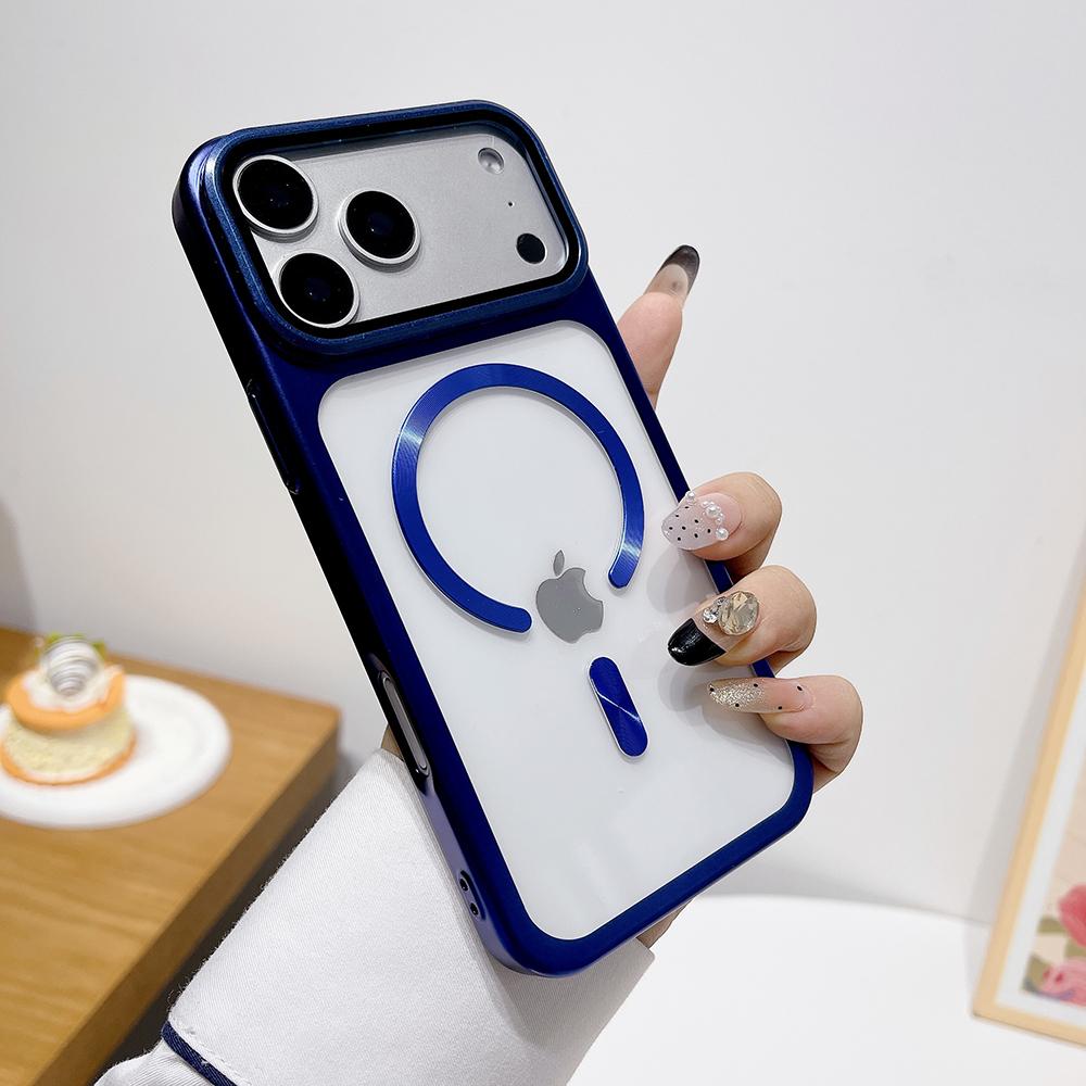 Support de téléphone de luxe plaqué avec support pour appareil photo pour iPhone 17 17Pro 17 Pro Max Pour Magsafe Magnétique Housse de protection en verre pour objectif