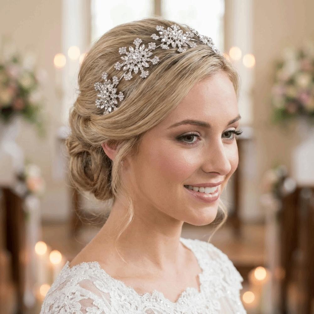 Exquisite Rhinestone Snowflake Hairband Sparkling Pageant Diadem Headband Photography Props