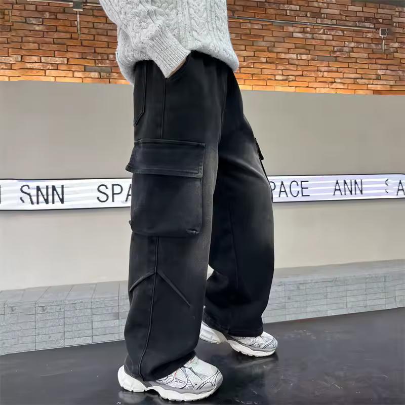 Personalized Workwear Jeans Spring and Autumn Spring and Autumn Straight Pants Boys Wide Legs