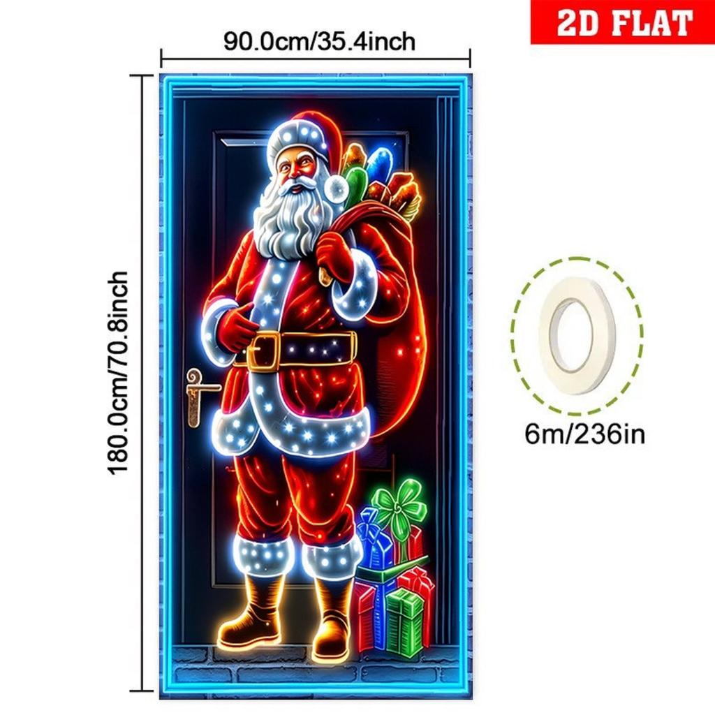 Christmas UV Fluorescent Door Banner/cover Background/holiday Party Decoration/Christmas Decorative Hanging Cloth
