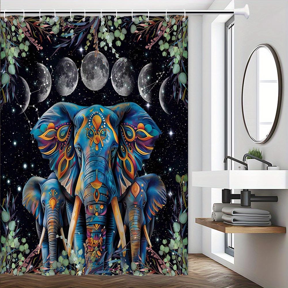 

Cosmic Elephant Shower Curtain - Vibrant Boho & Celestial Theme for Bathroom Decor, Adds Mystical Charm and Artistic Flair W90XH180cm