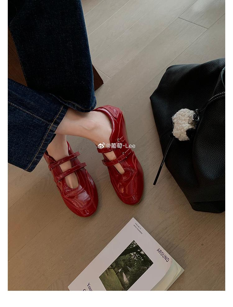 

Виноградная мамочка, тот же стиль отправляется за секунды в наличии~ Балетный стиль ретро на плоской подошве с двойной липучкой круглый носок ленивые повседневные туфли женские весенние 35