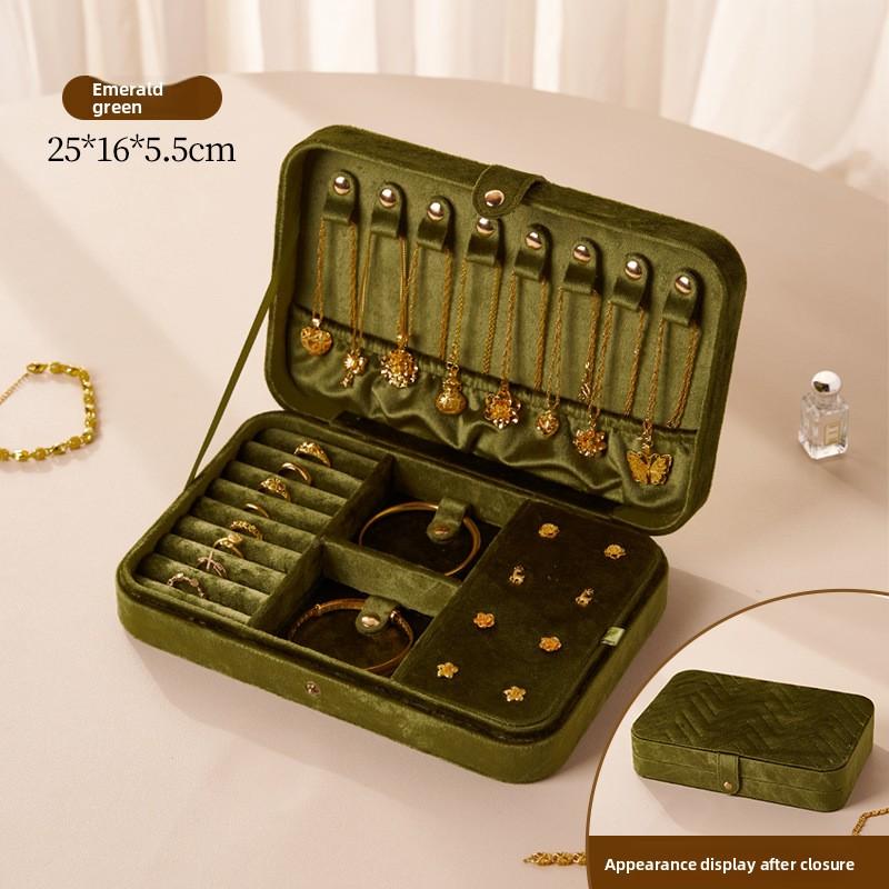 

Фланелевая шкатулка для хранения ювелирных изделий, ожерелья, серьги, многофункциональная бархатная шкатулка для хранения ювелирных изделий 25*16*5.5cm