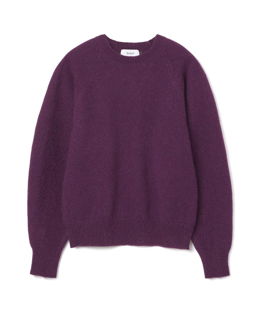 KNITTED Shaggy Dog 100% Wool Round Knit Purple