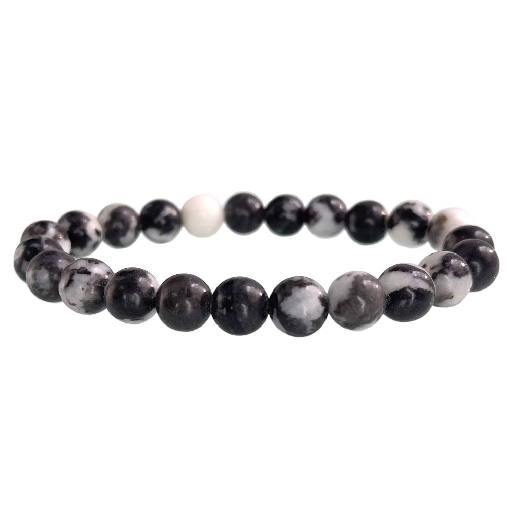 Natural Stone Beaded Bracelet 6-10mm Stretch Yoga Jewelry - Tiger Eye Turquoise Agate Jasper Healing Bangles for Women Men