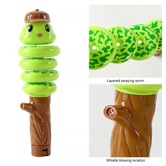 Swing Snake Whistle Toy Stress Relief Swinging Cartoon Snake Stick with Whistle Toddlers Boys Girls Interactive Educational Animal Toy