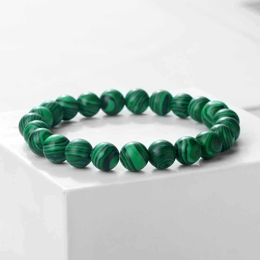 New Blue Malachite Natural Stone Bracelets Women Men Chakra Prayer Mala Buddhist Beads Bracelet Bangle Yoga Strand Charm Jewelry