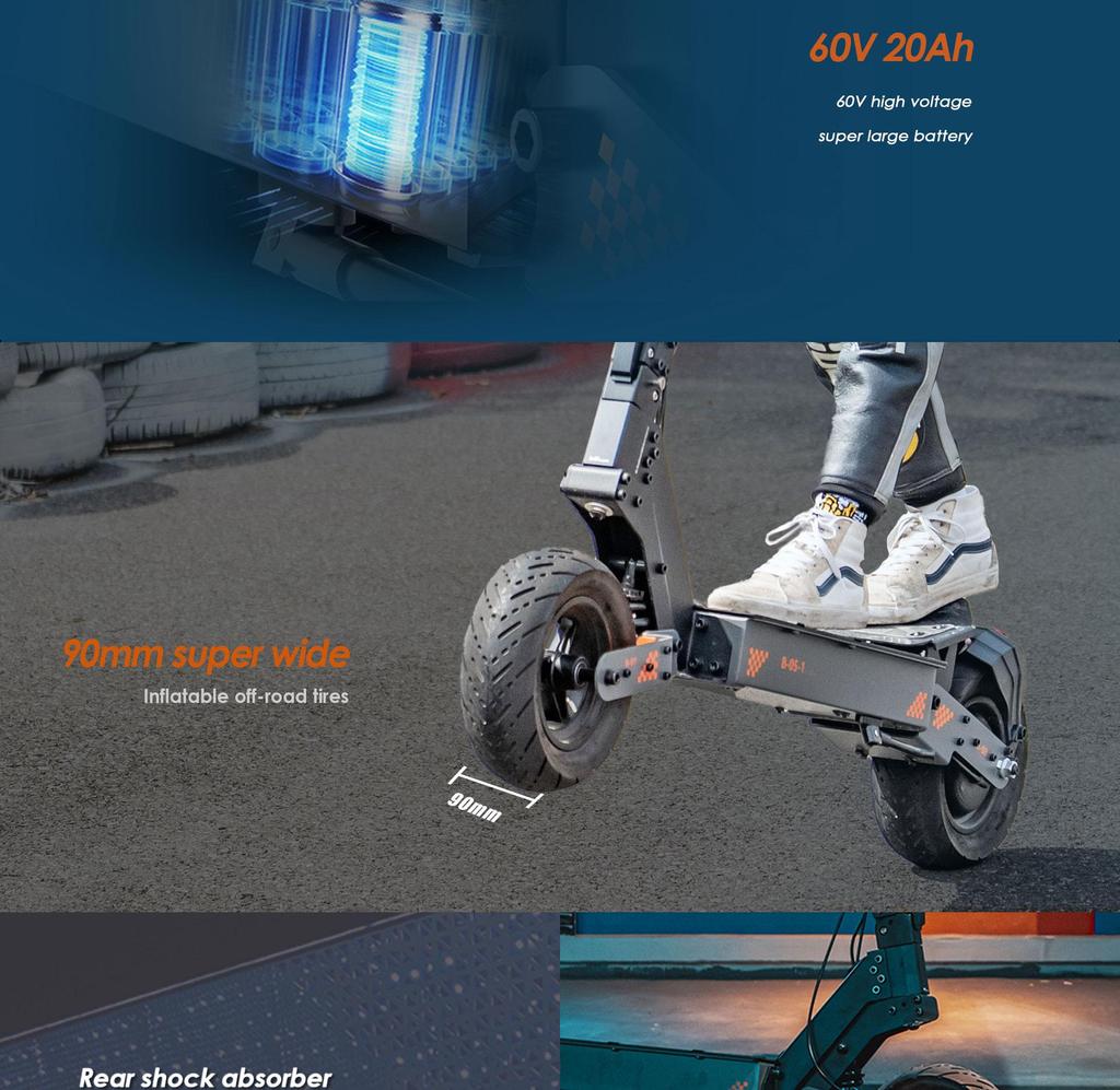 Electric Scooter Adult Kukirin G4 2400W Motor Top Speed 70Km/h Foldable Electric Scooter 60V 20AH Max Range 75Km Load 120Kg