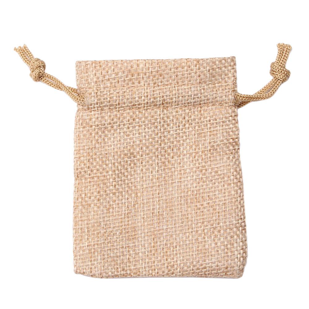 Mini 5pcs Jute Drawstring Tie Hessian Pouch Rustic Party Wedding Favor Burlap Bag
