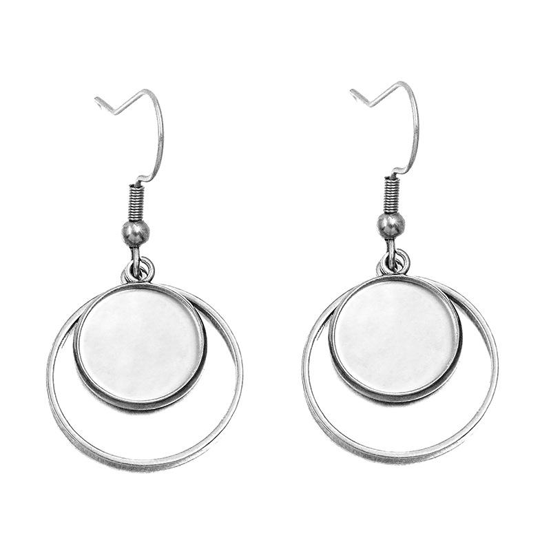 10 Styles Stainless Steel 12mm Time Gem Base Geometric Irregular Earring Hook Pendant