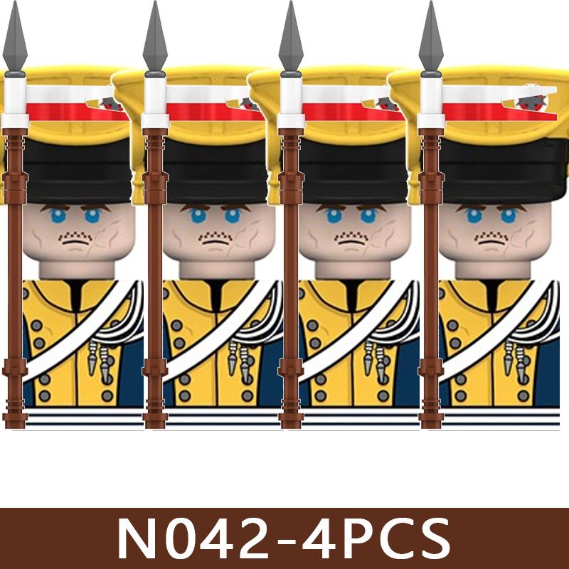 4pcs Medieval Castle Knight Building Blocks MIlitary Napoleon Soldier Figures War Army Legion Accessories Imperial Navy Bricks Toys