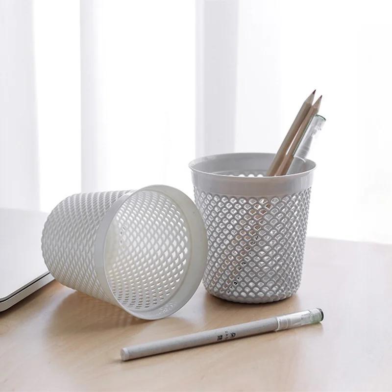 Creative Plastic Pen Holder Simple Solid Color Hollow Desktop Storage Tube Makeup Tube Stationery Tube
