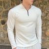 Slim-fit Half High Neck Zipper Fitness Men's Base Shirt Long Sleeve T-shirt
