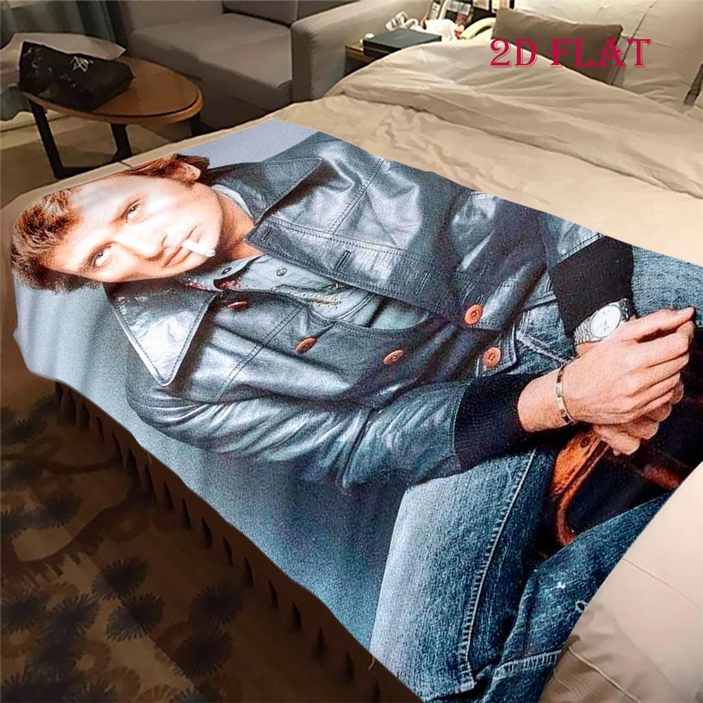 Rock Legend Johnny Halliday blanket Home Decor sofa blanket Digital printing Machine washable bedroom
